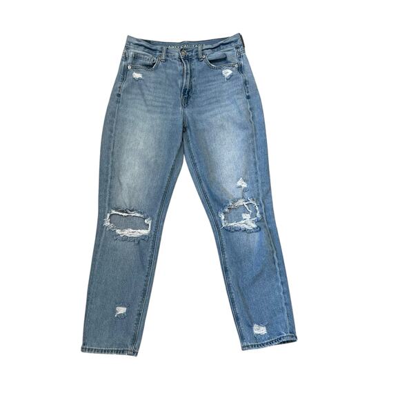 American Eagle Mom Jeans, Women's Size 4 Short, Denim Coastal Distressed Casual - Picture 1 of 7